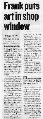 FRANK PUTS ART IN SHOP WINDOW B...